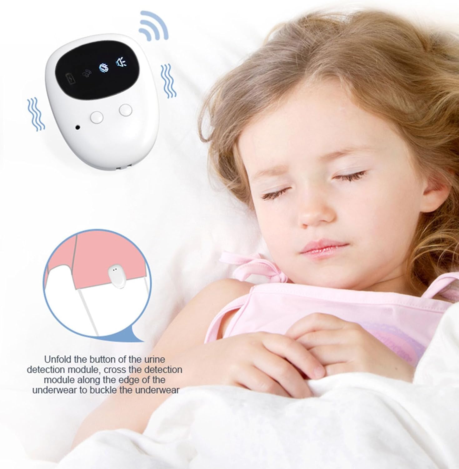 Enuresis Alarm, 80 DB Gentle Wake Up, Dry Sleep Anti-Cold, Simple Urine Detection, Quick Alarm to Improve Bedwetting
