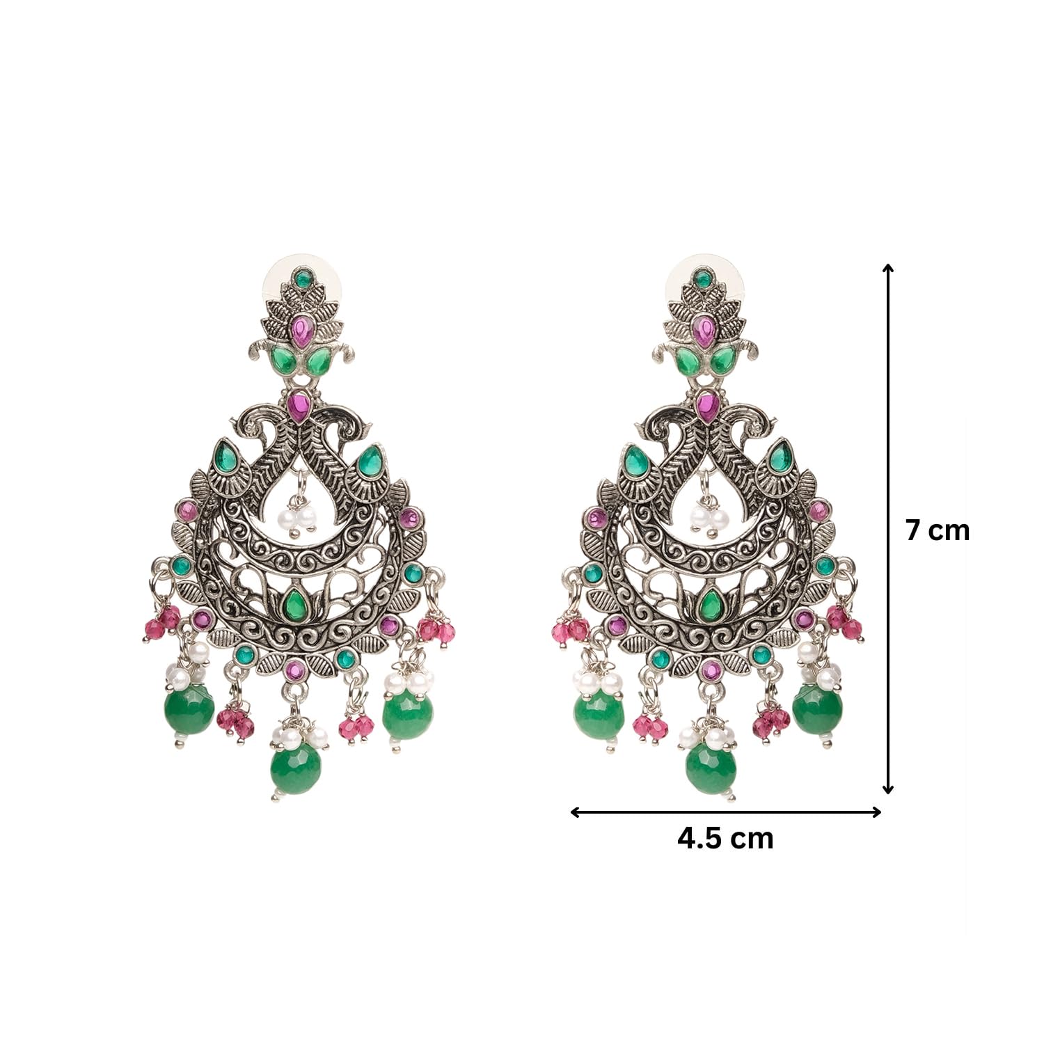 Silver Lightweight Peacock Beaded Earrings, Stylish Jewellery