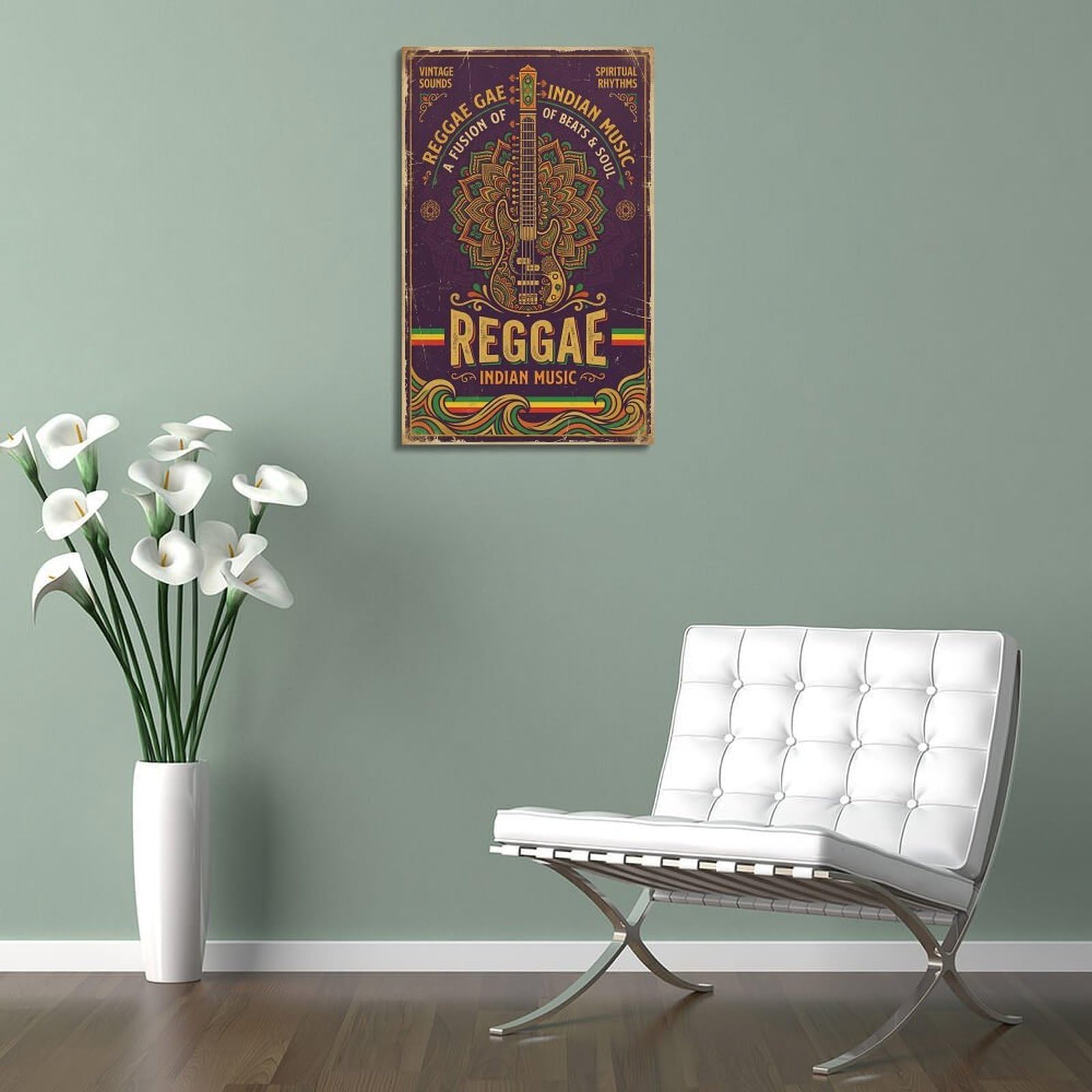 XKUGA Poster con stampa su tela con musica indiana reggae, mandala basso, moderno, decorativo, ideale per la famiglia, la grotta degli uomini, la sala giochi, la camera da letto di ragazzi e ragazze