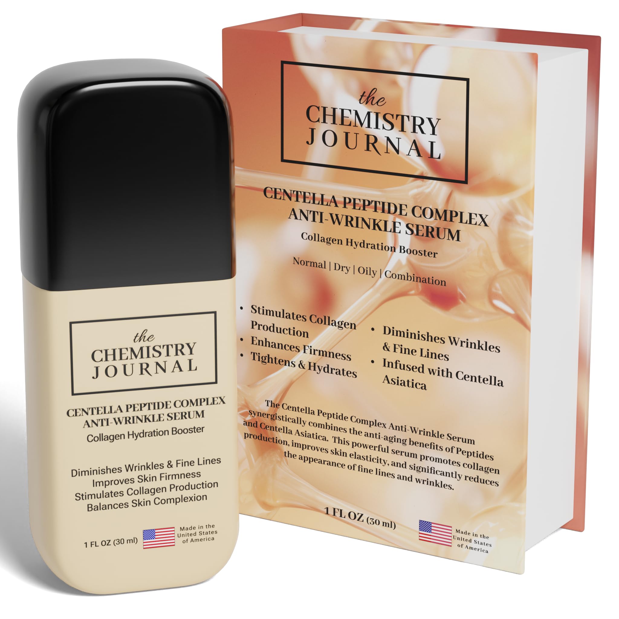 THE CHEMISTRY JOURNAL Centella Peptide Complex Anti Wrinkle Serum - Powerful Evening Collagen Hydration Booster, Anti Aging Serum, Tightens Skin,
