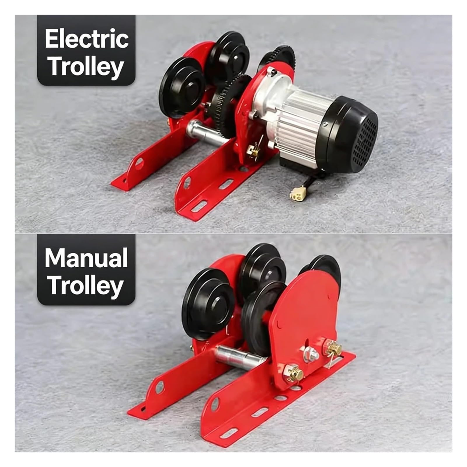 Wciągnik elektryczny Miniaturowy wciągnik elektryczny 0,5-1 tony Wózek jednoszynowy typu push Mobilna płoza podróżna z rowkiem w kształcie litery I I-Beam(220v 1Tsix wheelsB)