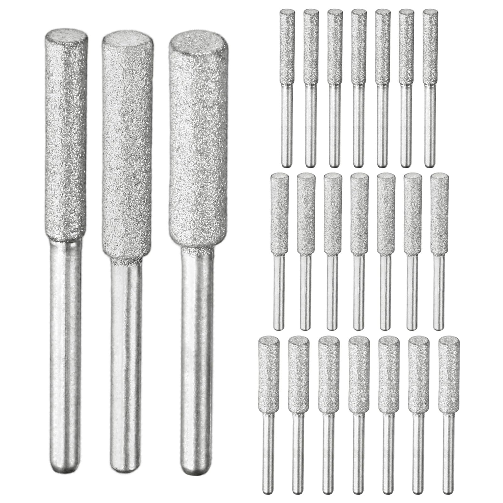 TIXIPEM 24pcs Diamond Chainsaw Sharpener, 5/32in, 3/16in, 7/32in, Silver