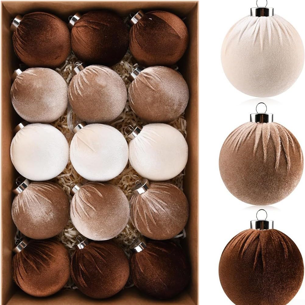 Boules de Noël velours décoration incassable sapin et cheminée