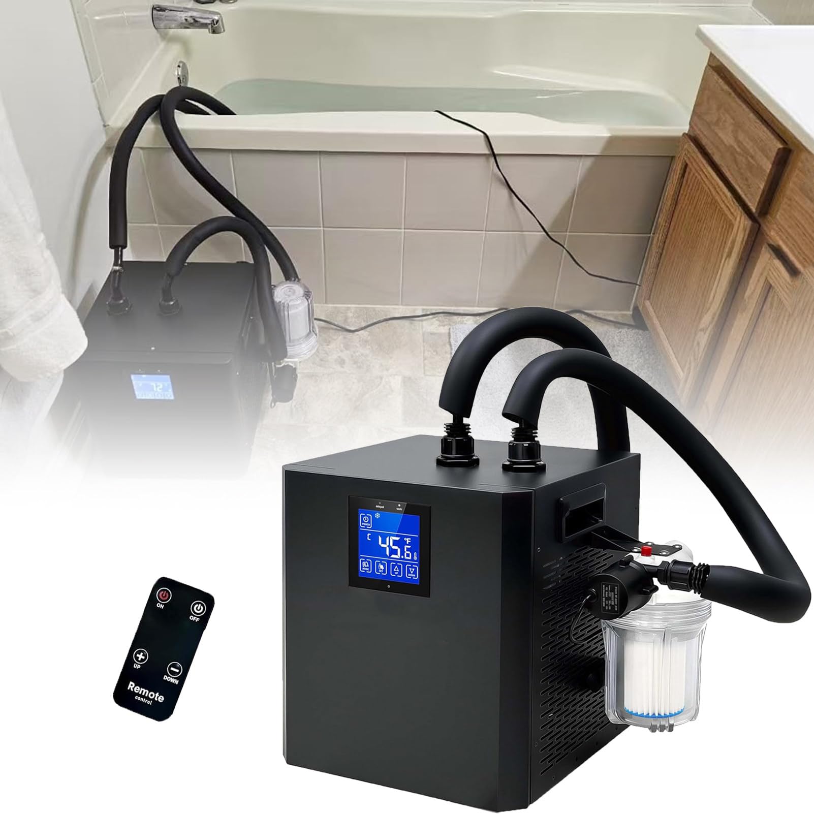 Ice Bath Chiller with Remote Control, 1/3HP Cold Plunge Chiller, Fast Cooling to 50°F, Muscle Recovery System with Pump & Filter for Home Recovery & Therapy