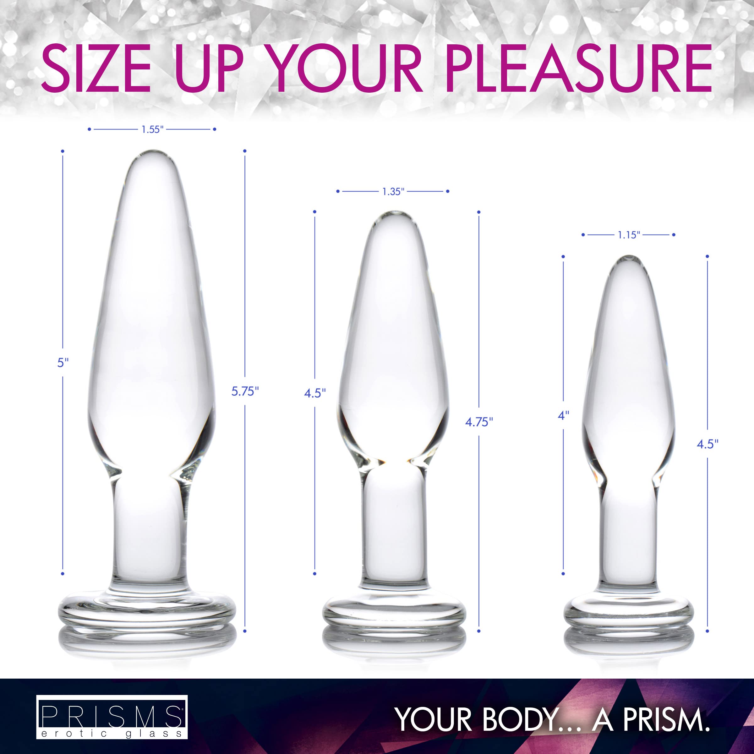 dosha 3 piece glass anal plug kit PRISMS DOSHA 3 PIECE GLASS ANAL PLUG KIT - Romantic Depot