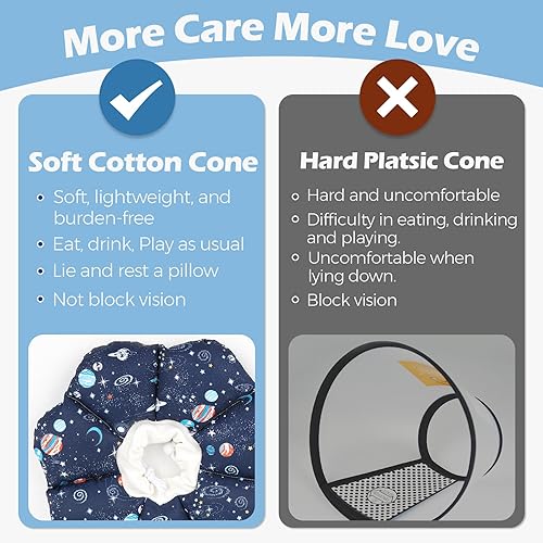 Miniatura 7 de ComSaf Collar de cono para gato, suave, protector ajustable para dejar de lamer después de la cirugía, cómodo y ligero collar isabelino para gato