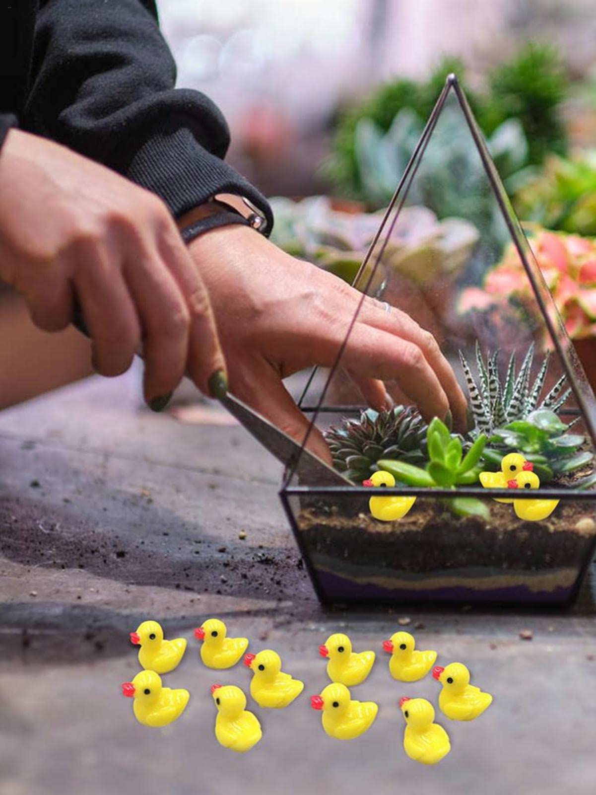 Lot De 50 Mini Canards En Résine Jaune – 1,5 Cm, Décorations Pour Jardin, Aquarium, Fées, Anniversaire