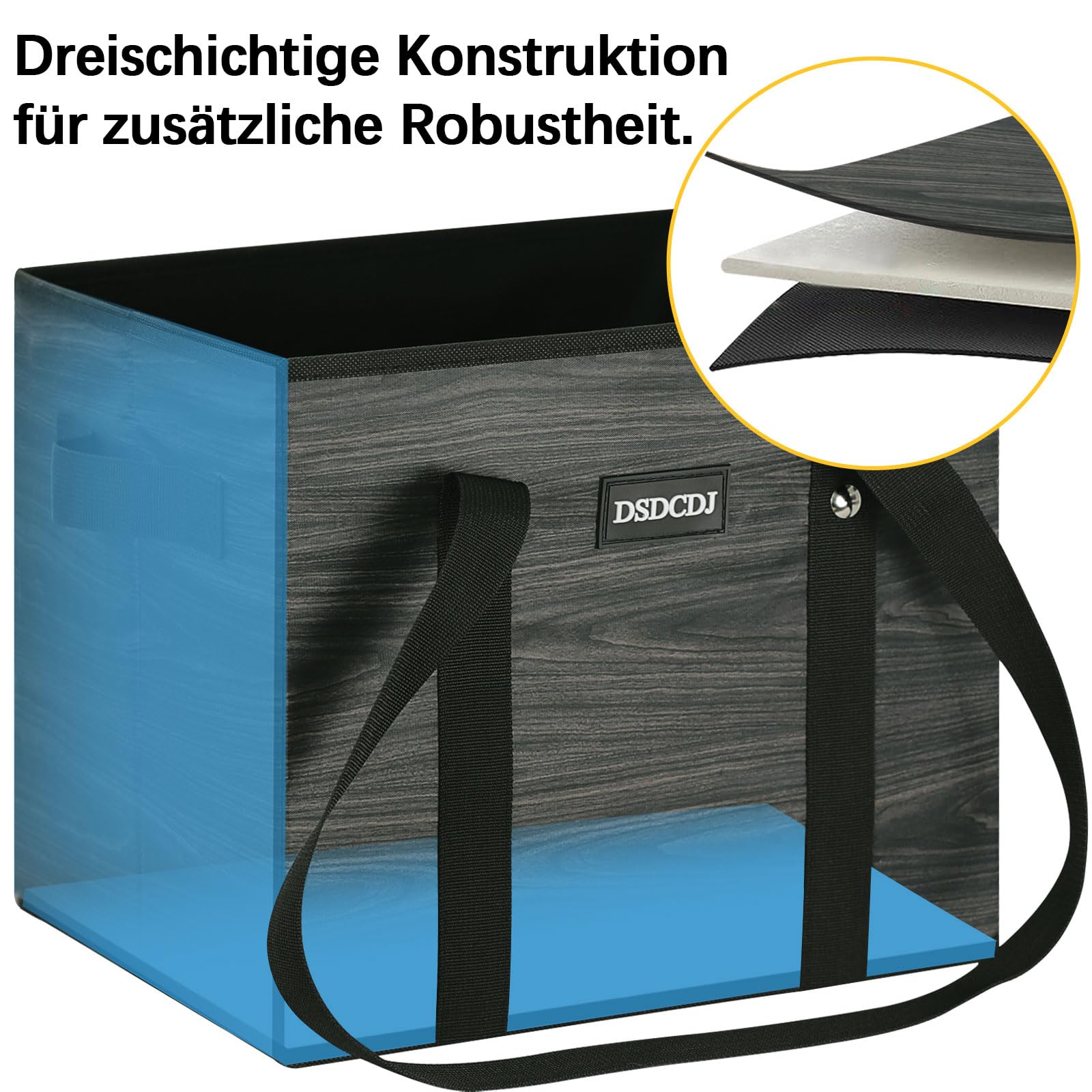 Einkaufskorb Faltbar 3er Pack – Einkaufstasche Stabil mit Henkel und verstärktem Boden – Ideale Korb Einkaufen Tragekorb Einkaufskorb für Einkaufswagen & Kofferraum