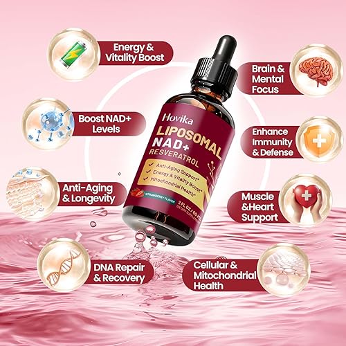 Miniatura 3 de Paquete de 2 suplementos liposomales NAD  1200 mg NAD+ gotas líquidas para mujeres y hombres con resveratrol, extracto de pimienta negra  Apoya la