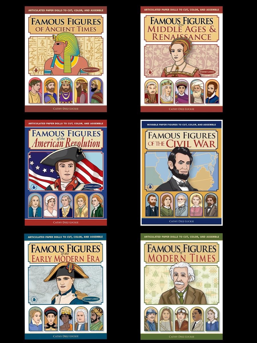 Famous Figures History Bundle (Articulated and Moveable Paper Dolls to Cut, Color, and Assemble)