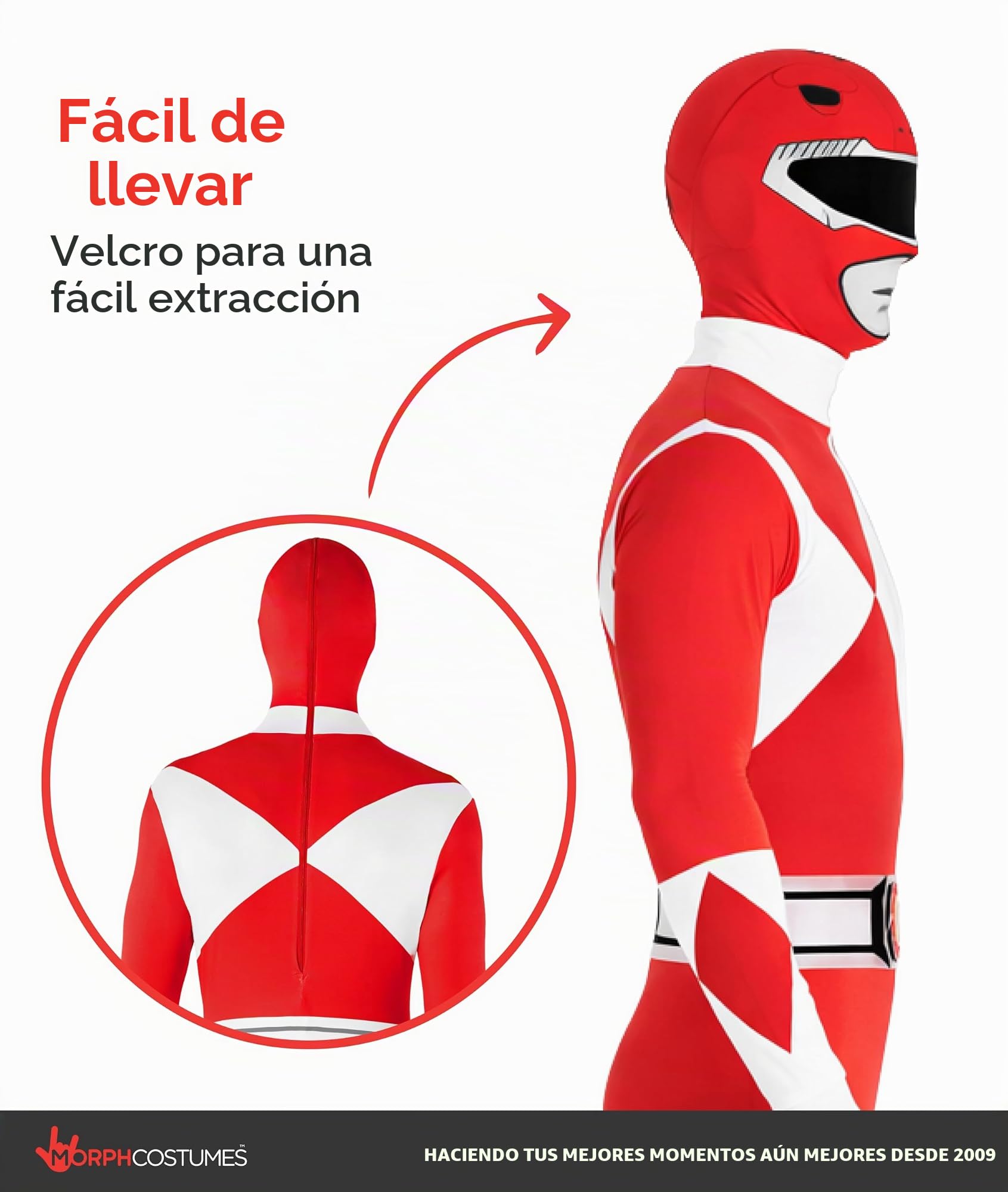 Morphsuits Disfraz Power Ranger Adulto, Disfraz Halloween Hombre