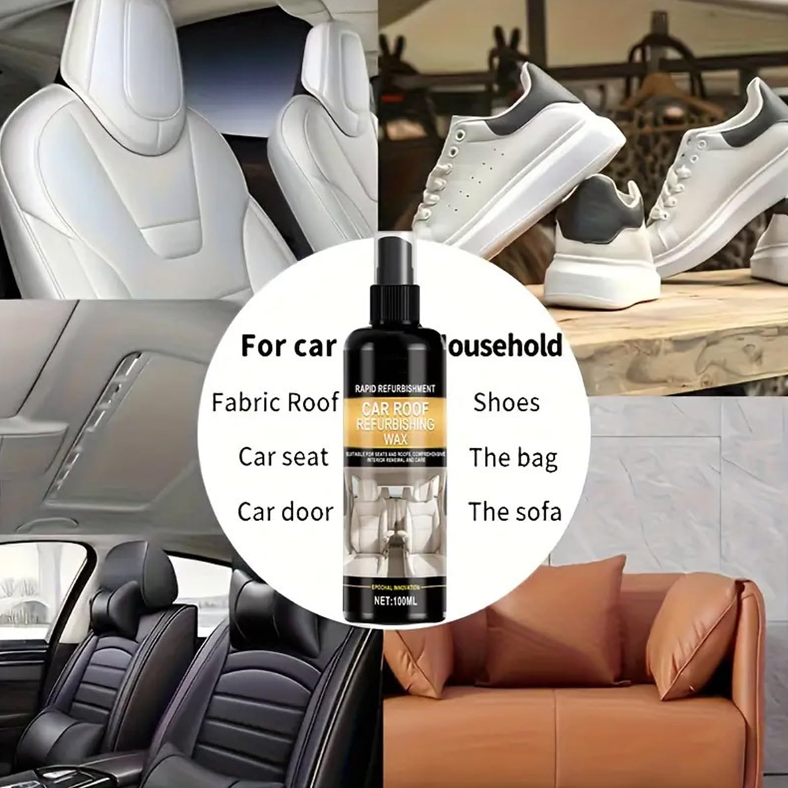 Reiniger Für Auto Polster | 100ml Reiniger Zur Aufbereitung Von | Stoffen,Spray Für Die Erneuerung des Armaturenbretts - Für Dachhimmel Haushaltsgeräte Lederpolster Sofa Möbel Und Zuhause