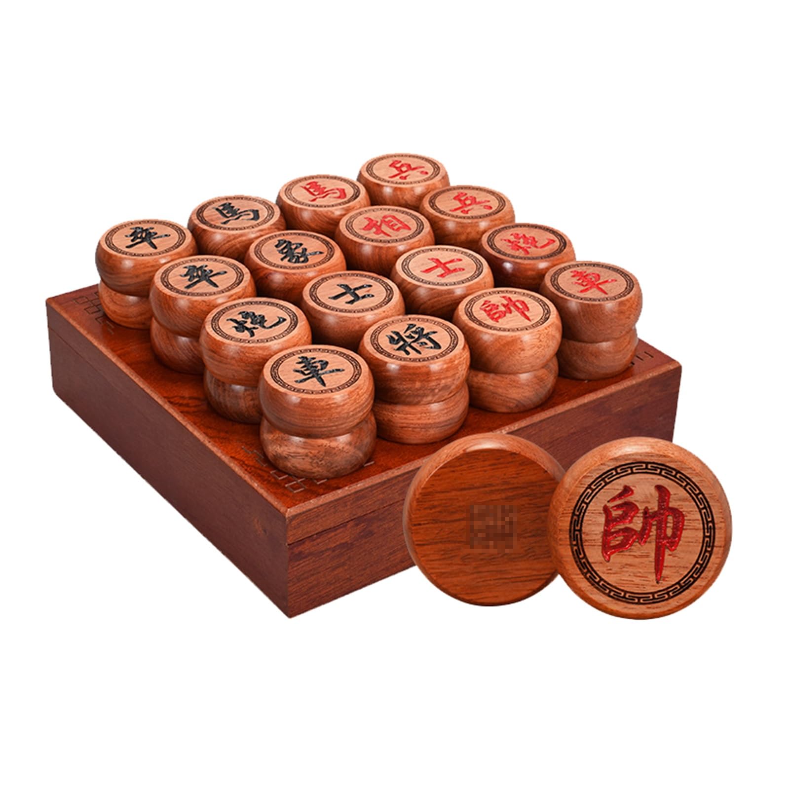 Xiangqi Chino para 2 Jugadores, Juego de ajedrez Tradicional portátil de Viaje con Piezas de Palisandro, Tablero de Cuero y Caja de Regalo (4,8 cm/1,9 Pulgadas)