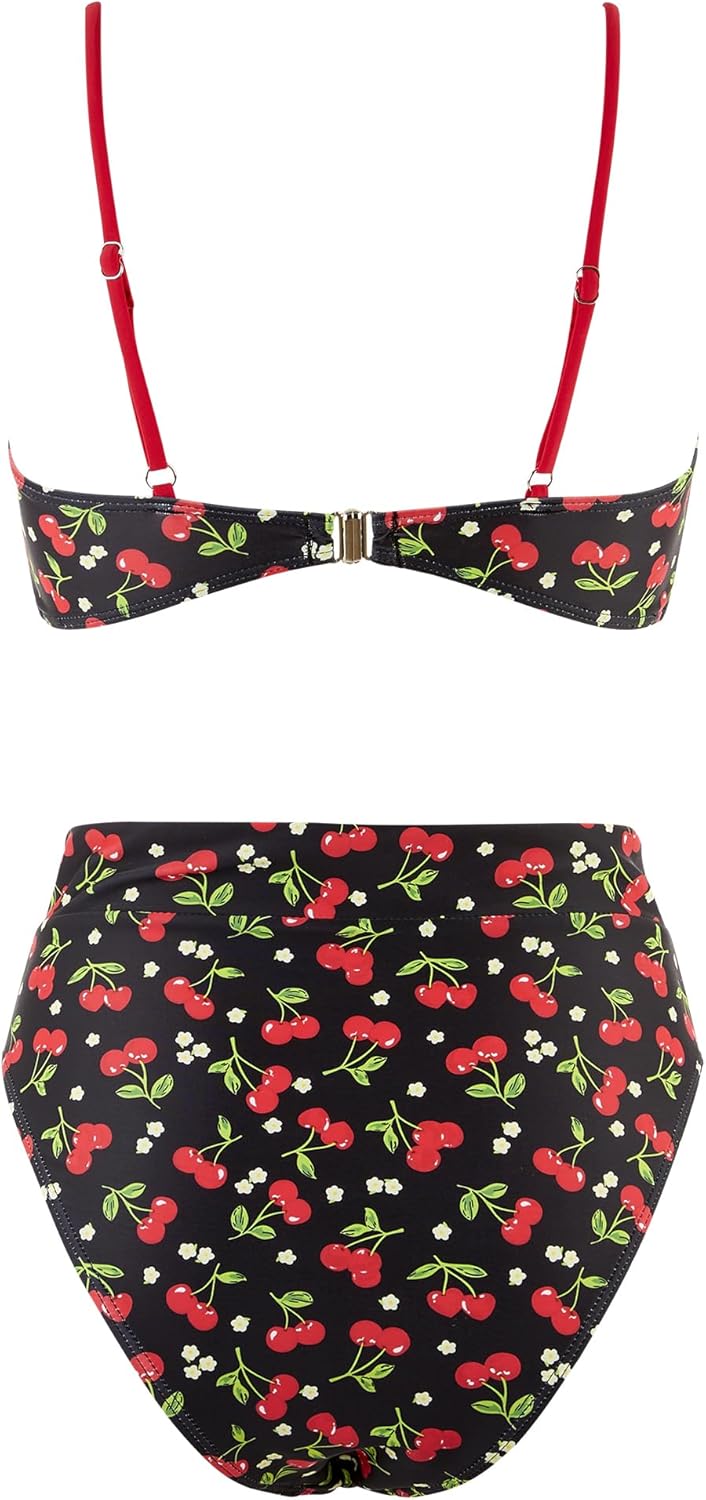 MOSHENGQI Women High Wasited Bikini Shoulder Strap 2 Piece High Cut String Swimsuits - Image 2