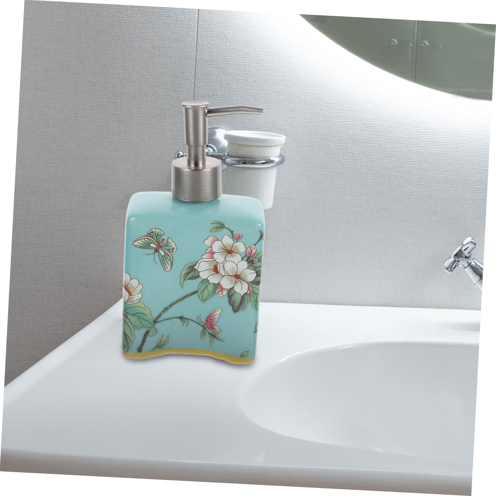 Dispensador de Jabón de Cerámica 410ml con Acero Inoxidable