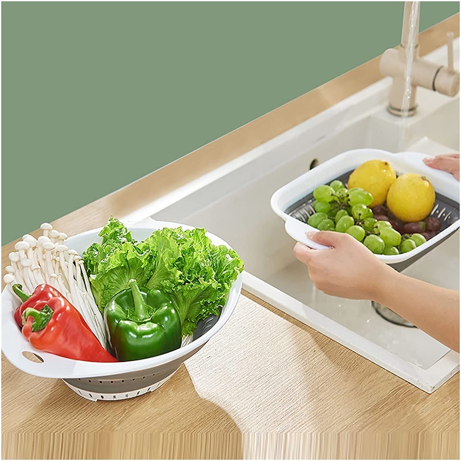 Durszlak, Sitko, Kosz na durszlak, Sitko do zlewu Durszlak Kosz ociekowy Kosz ociekowy Kosz na warzywa Składany durszlak z plastikowymi uchwytami Składany kosz do przechowywania Gadżety kuchenne Kosz