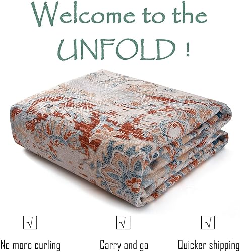 Miniatura 8 de COZYLOOM Alfombra de área de 8 x 10 pies, estilo bohemio, tribal, alfombra floral vintage, grande, lavable, envejecida, oriental, antideslizante,