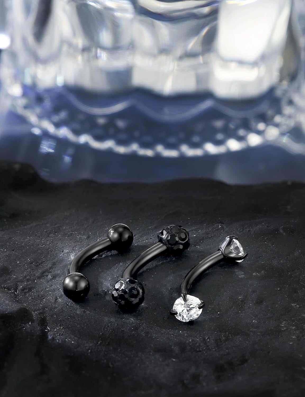 18G 16G 14G Eyebrow Ring Piercing Jewelry Surgical Steel Internal Thread Vertical Labret Lip Ring Rook Daith Earrings Belly Button Ring Piercing Jewelry for Women Men CZ Silver Black Gold - Image 6