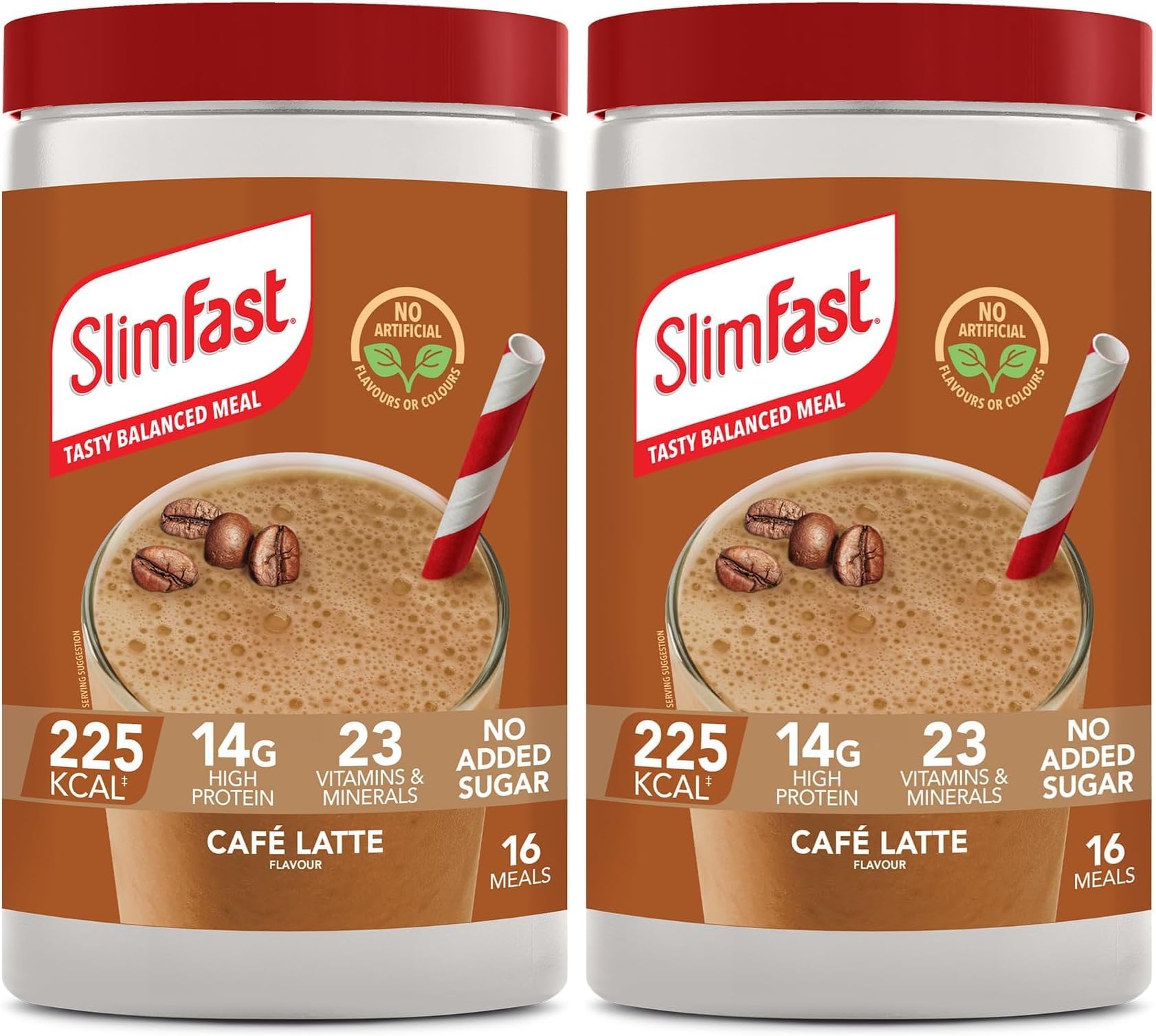 Balanced Meal Shake, Healthy Shake for Diet Plan with Vitamins and Minerals, High in Fibre, Replacement, Cafรฉ Latte Flavour, 16 Servings,584 g (Pack of 2)