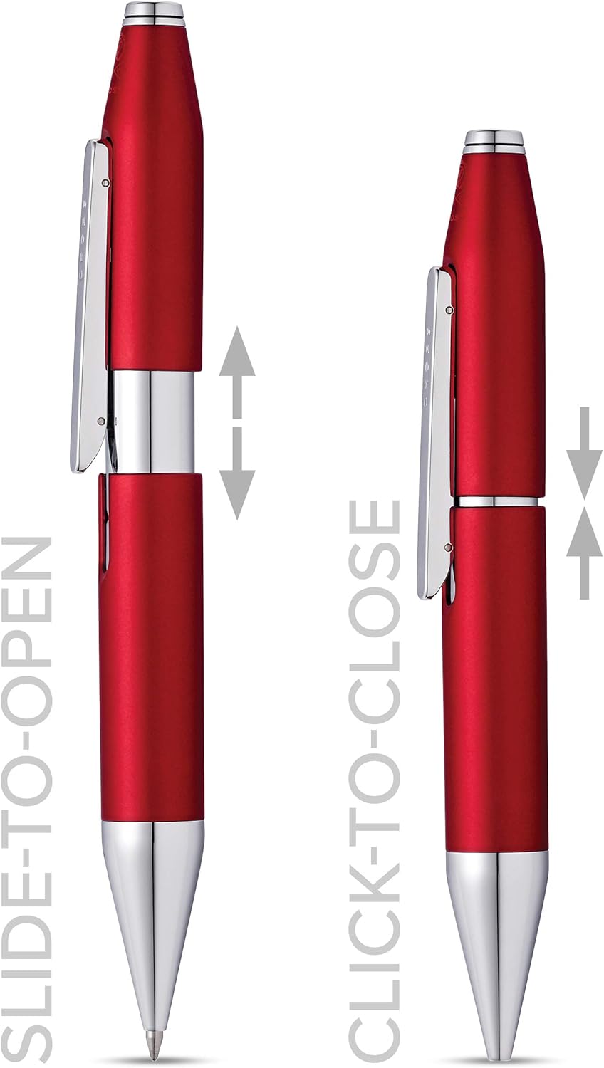 Cross X Refillable Gel Ink Rollerball Pen, Chrome Appointments, Includes Branded Retail Packaging - Crimson Red