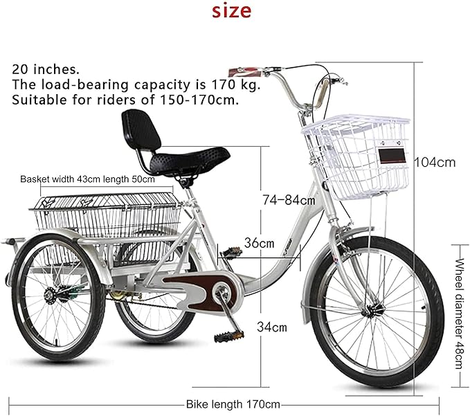 Triciclo Urbano para Adultos con Cesta y Frenos Dobles miniatura 2