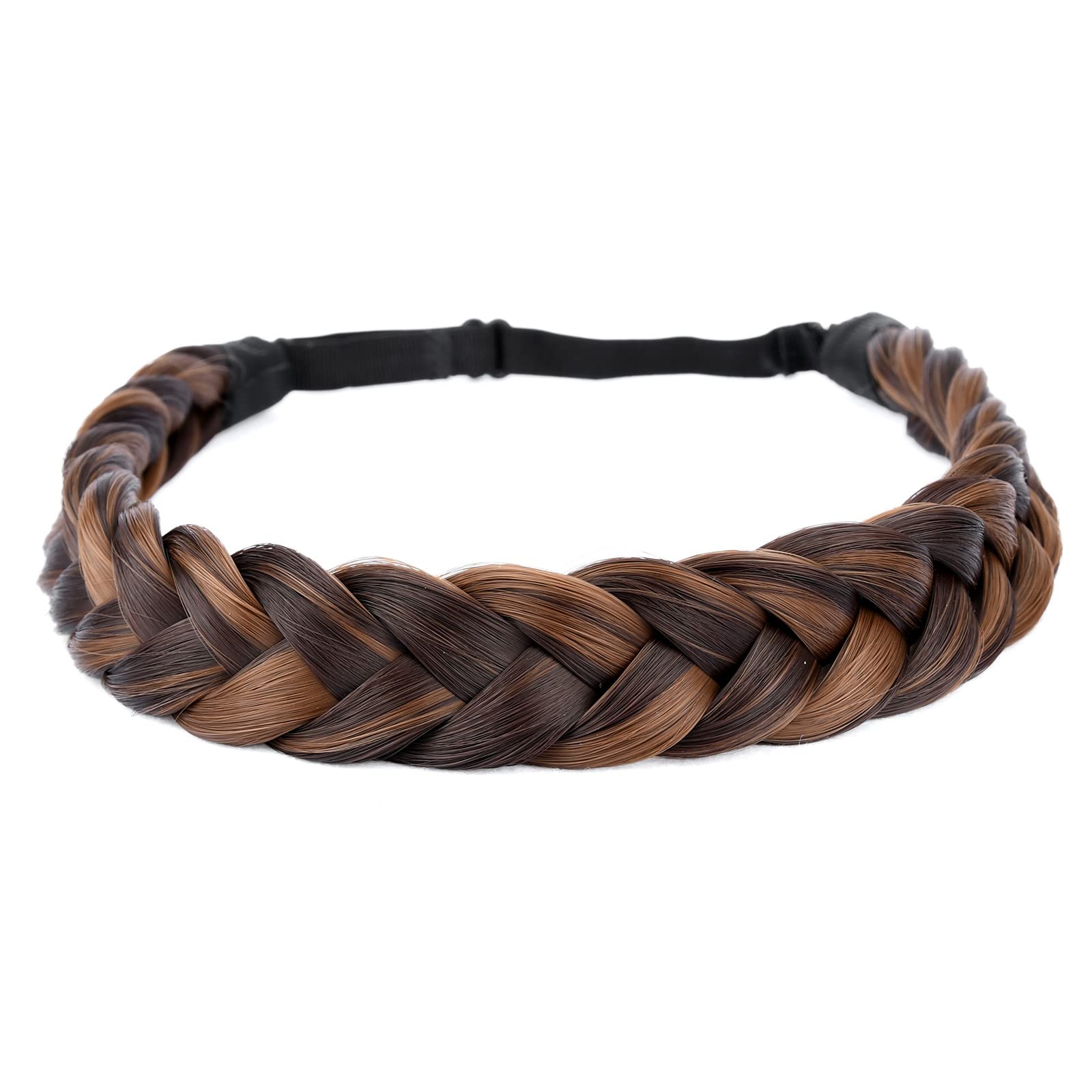 Gledola 2 Strands Fishtail Plaited Braids Headband Braided Synthetic Hair Elastic Stretch, Hair Accessory for Bride Women