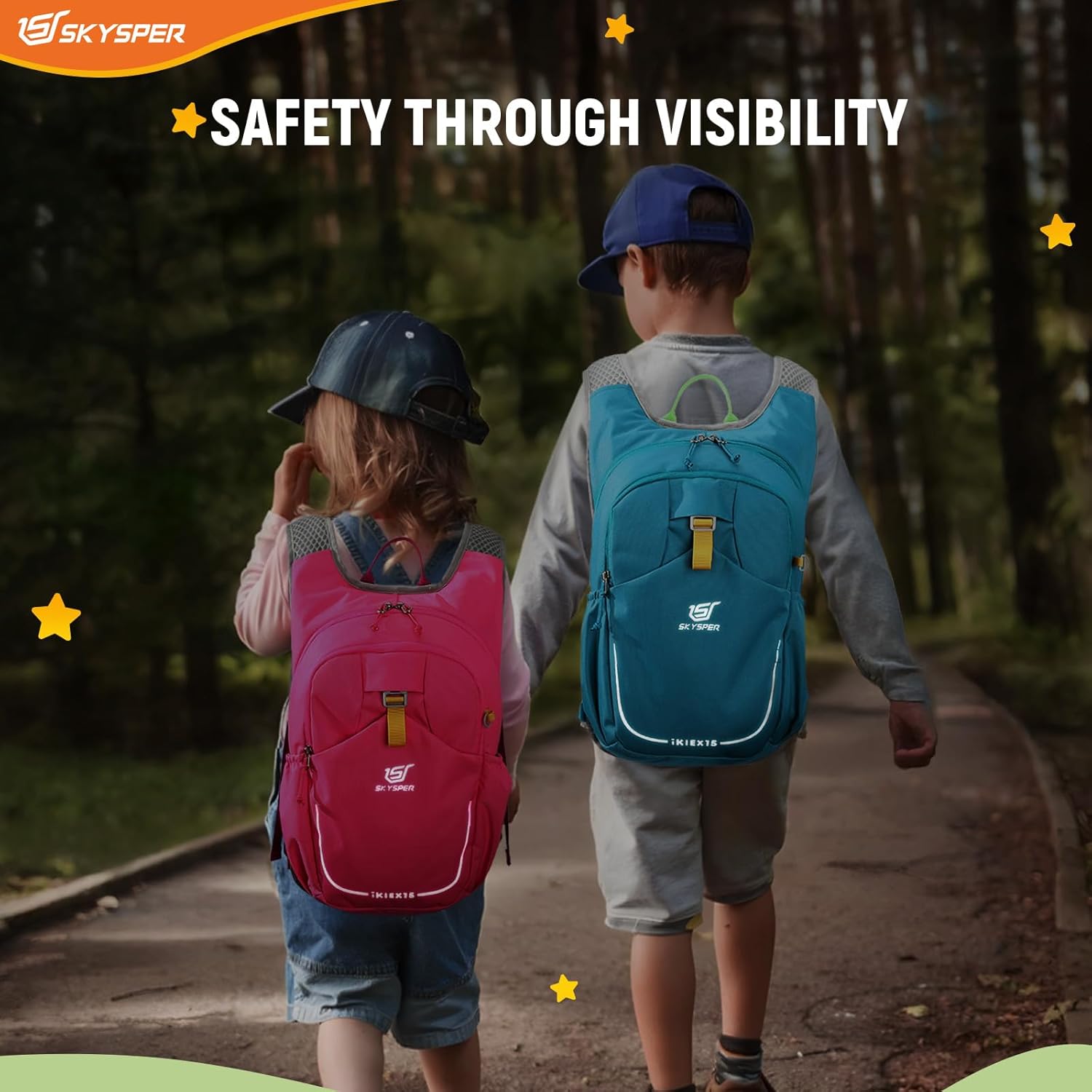 SKYSPER Kid Backpack for Boys Girls Kids Travel Backpack Day Pack for Outdoor Day Trips Kids 16" tall(Cyan)