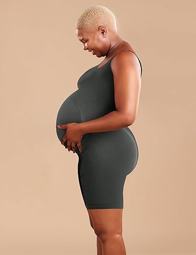 Miniatura 2 de SUNNYBUY Body de maternidad para mujer, sin costuras, para embarazo, acanalado, bodycon, pijama, camiseta sin mangas, pantalones cortos