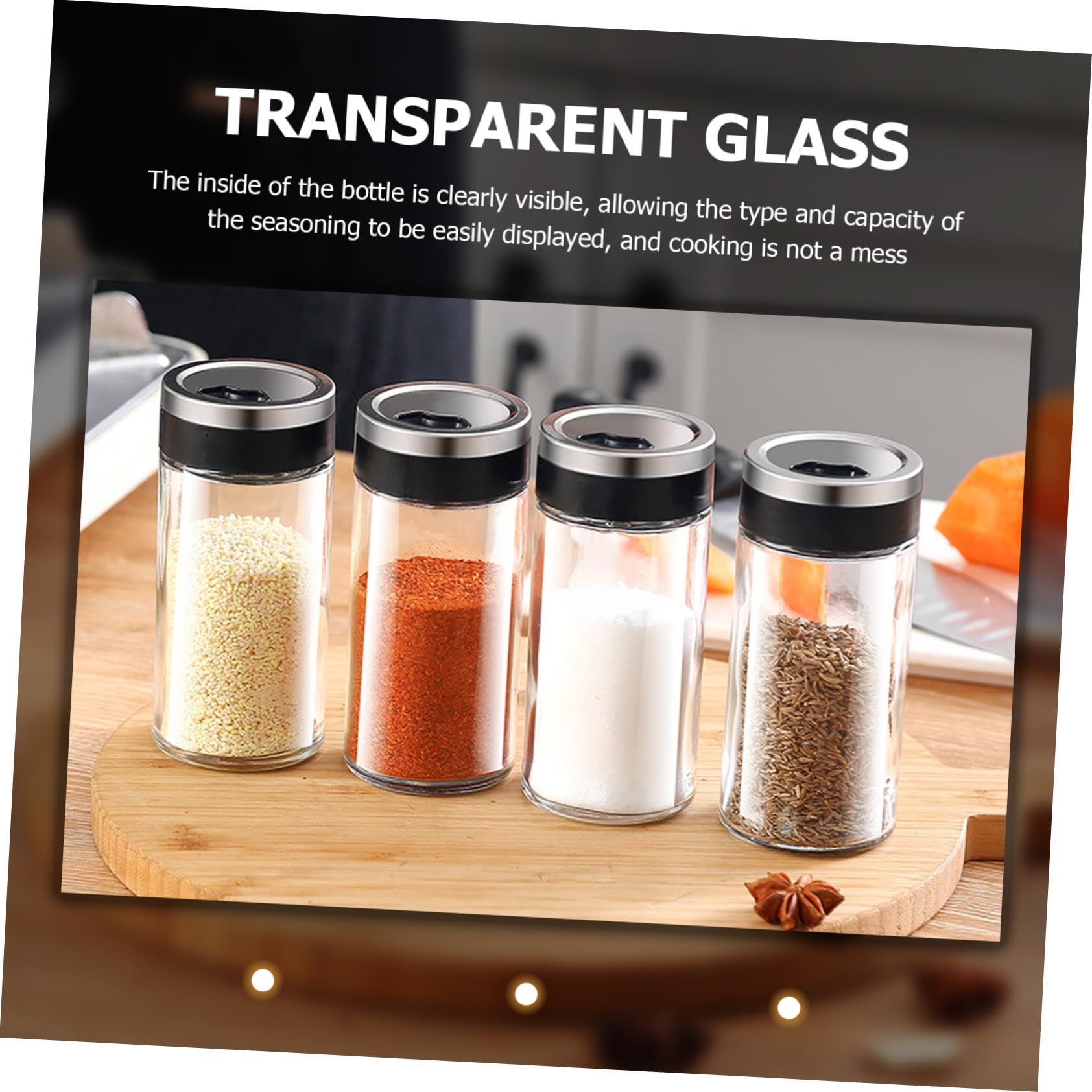 Gatuida Gewürzglas Zufällige Farbe 4 Stück aus Glas mit Dicht Schließendem Deckel und Glatter Oberfläche Kompakte Küchengewürzflaschen für Zucker und Gewürze für Küche
