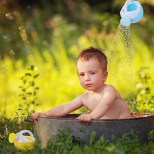 Miniatura 4 de Regadera pequeña de plástico con asas para niños, juguetes de baño, para el jardín, el hogar, al aire libre, arena y juegos de playa (estilo vívido)