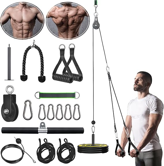 Carrucola Palestra Casa FASPUP - Lat Machine Con Barra E Corda, Supporto 130 Kg, Per Bicipiti/Tricipiti - Foto 8