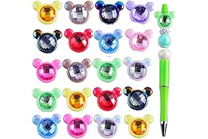 Forcal Beads for Pens: 20-Piece Acrylic 3D Diamond Mouse Head Beads for DIY Charm Jewelry