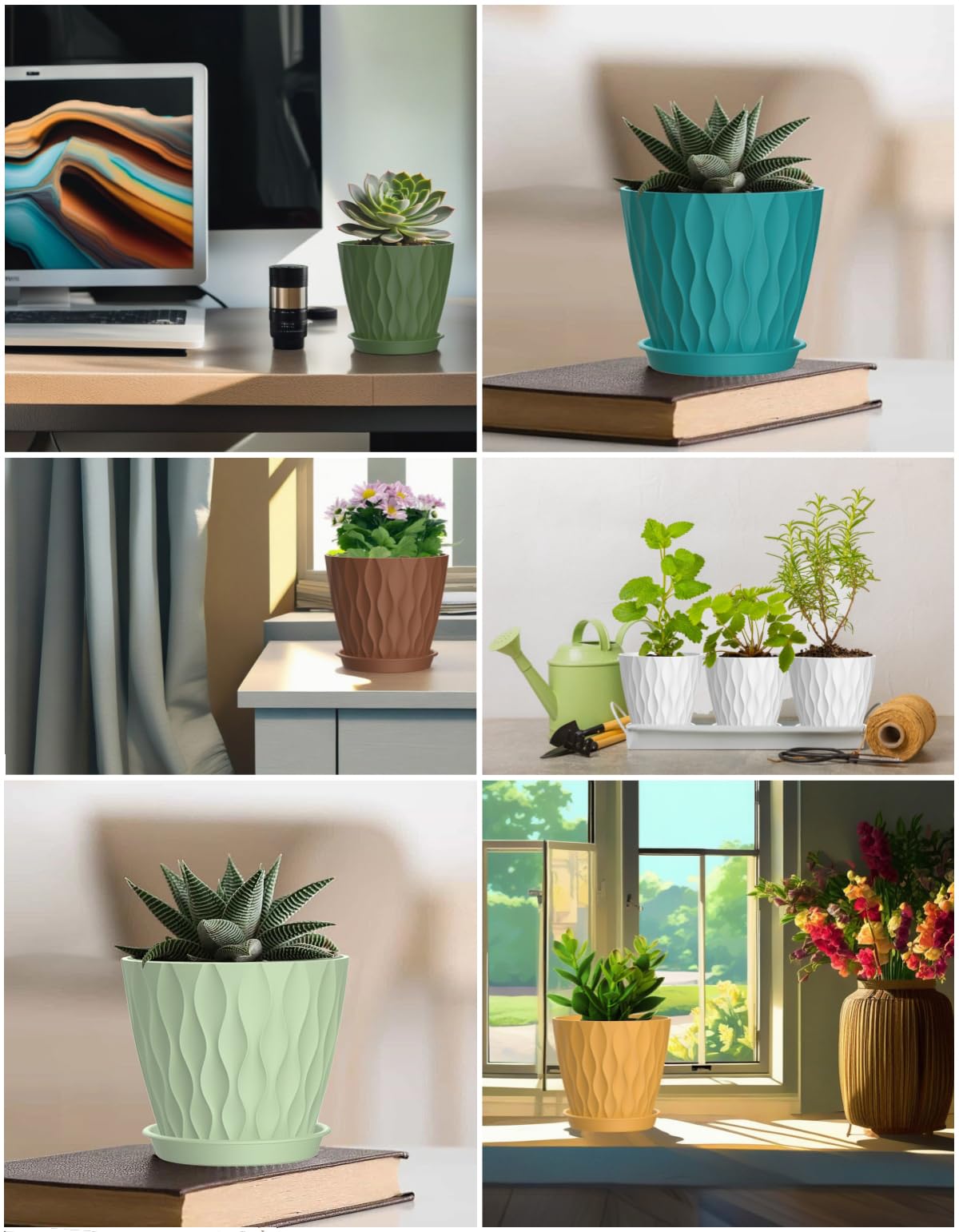 Colorful 4 Inch Plant Pots - 6 Pack -7 Colorful 4 Inch Plant Pots - 6 Pack -7