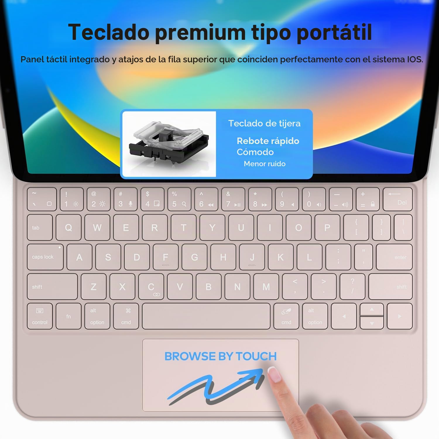 runelk Funda de teclado para iPad de 10ª generación 2022 y 11ª (A16, 2025) - Teclado estilo mágico con trackpad multitáctil - Soporte voladizo flotante - Funda magnética para iPad de 10.9 pulgadas