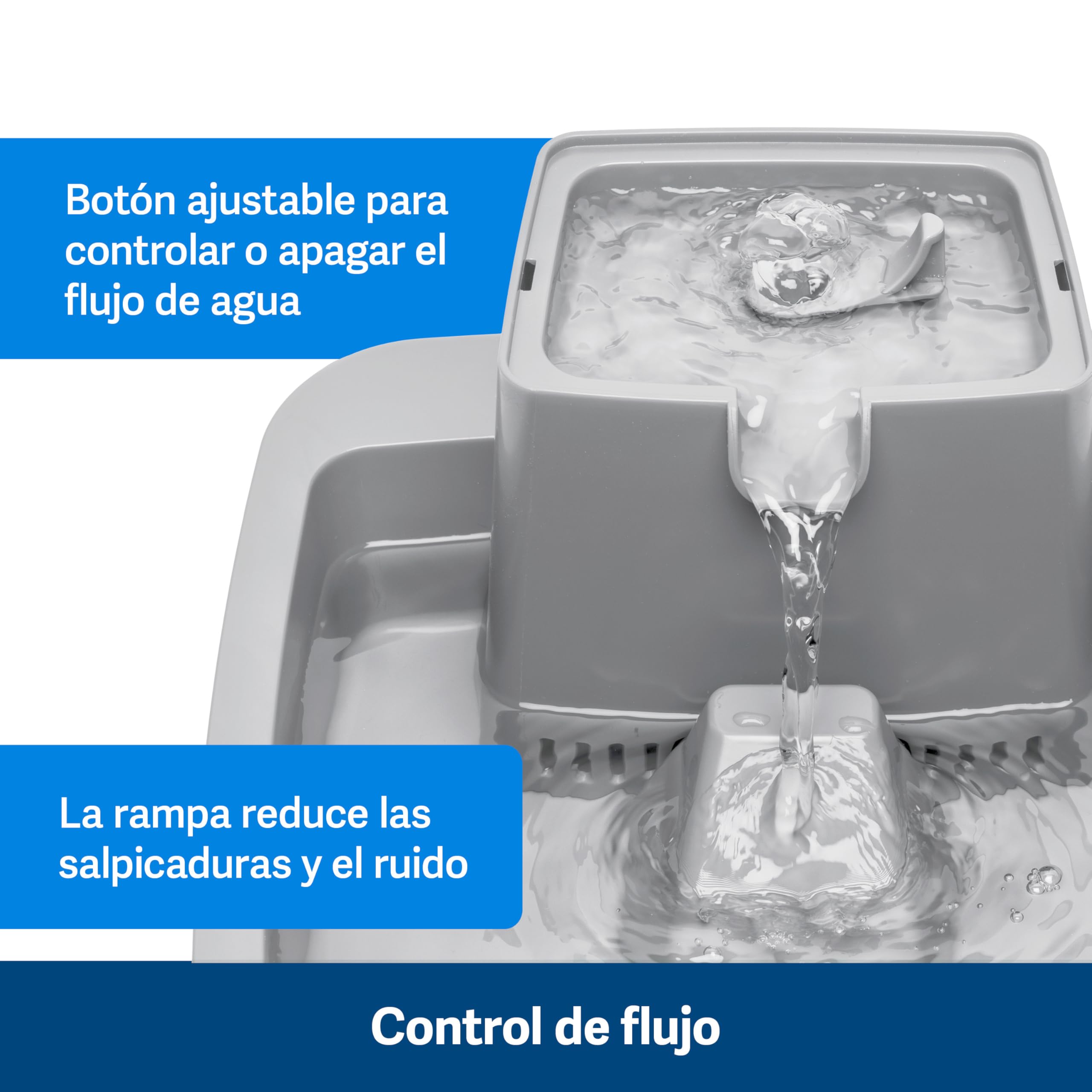PetSafe Drinkwell Fuente para Mascotas, 7,5L | Gran Superficie, Para Bigotes Sensibles, Capacidad 7,5 Litros