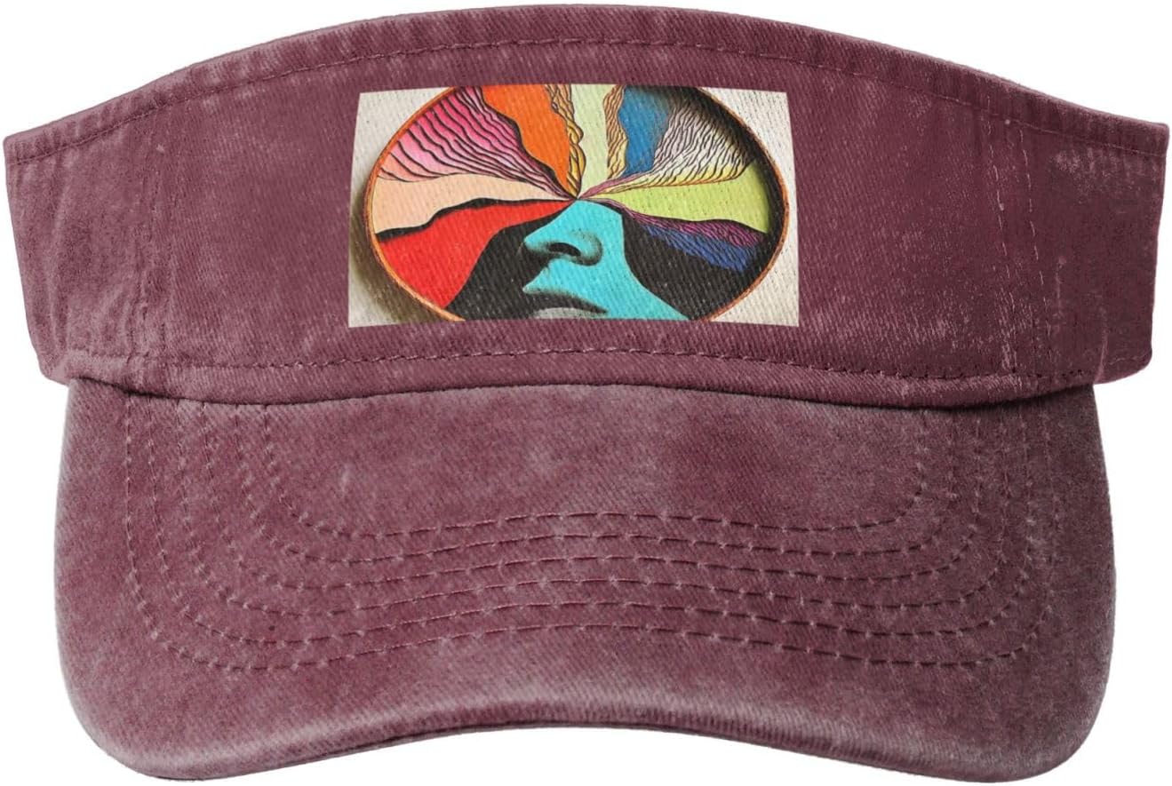 Sun Hats for Men Women Summer Sport Empty top Baseball Cotton with for Beach, Summer, Abstract Art, face in a disc Black