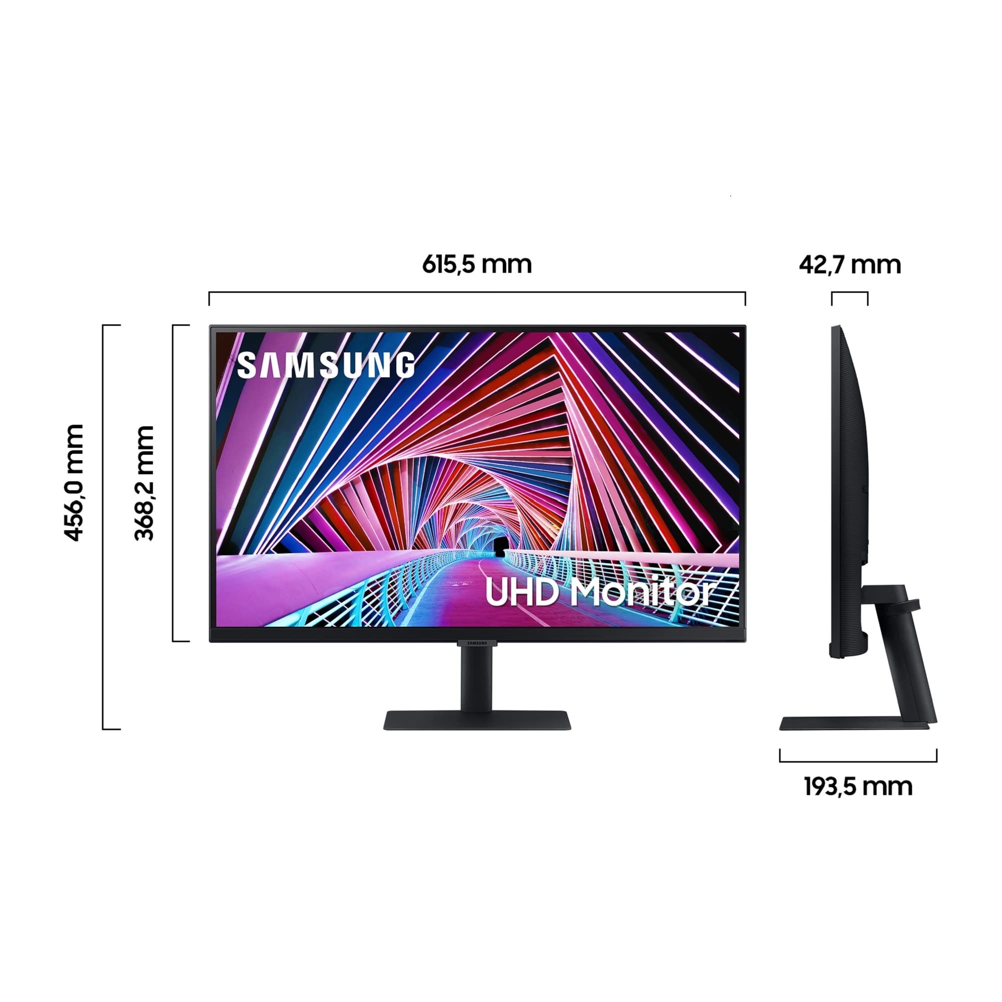 Samsung UHD Monitor S27A704NWU, 27 Zoll, VA-Panel, 4K UHD-Auflösung, Reaktionszeit 5 ms, Bildwiederholrate 60 Hz, Flicker Free, Eye Saver Mode, Schwarz