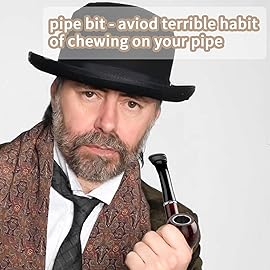 Joyoldelf Tobacco Pipe, Classic Smoking Pipe with Foldable Pipe Stand, Bent Tobacco Pipes for Smoking with Gift Box and Smoking Accessories