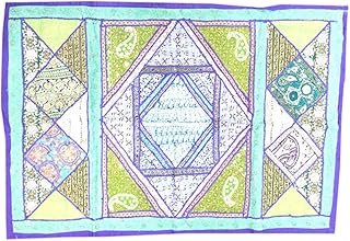 Mogul Interior Indian Vintage Style Blue Purple Patchwork Tapestry Wall Hanging
