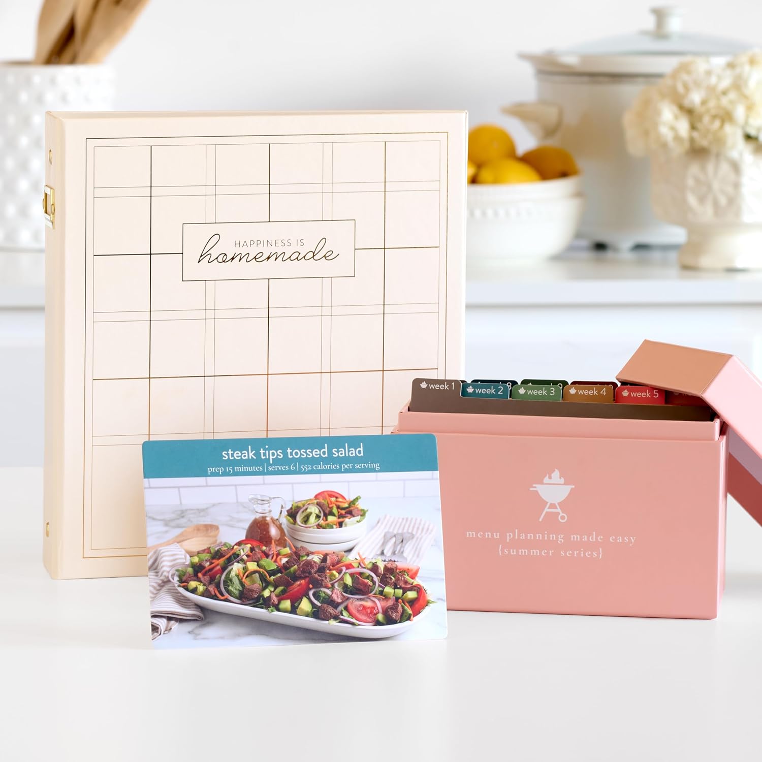 PPP Recipe Card Binder | 3 Ring Binder | Recipe Organizer with 52 Dual Pocket Sleeves That Holds 104 Recipe Cards | 12 Double-Sided Tabs | Kitchen Conversion Chart | 5 Extra Single Pocket Sleeves