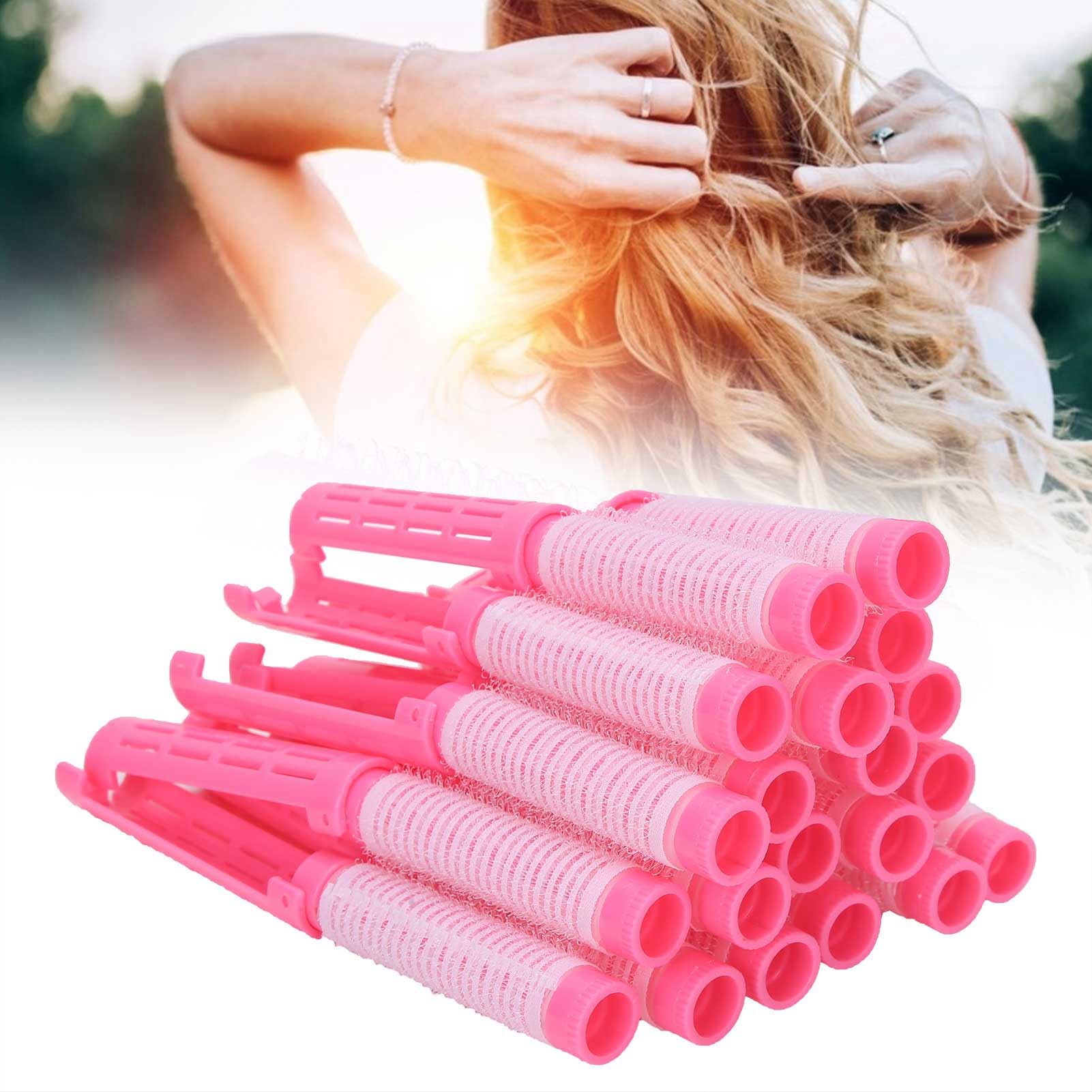 RIZGHWOY Dauerwellenstäbe, 20 Stück, Keine Schäden an Lockenwicklern mit Plüschverschluss-Design, für Frauen, Langes, Kurzes Haar, Styling-Werkzeuge (PINK)