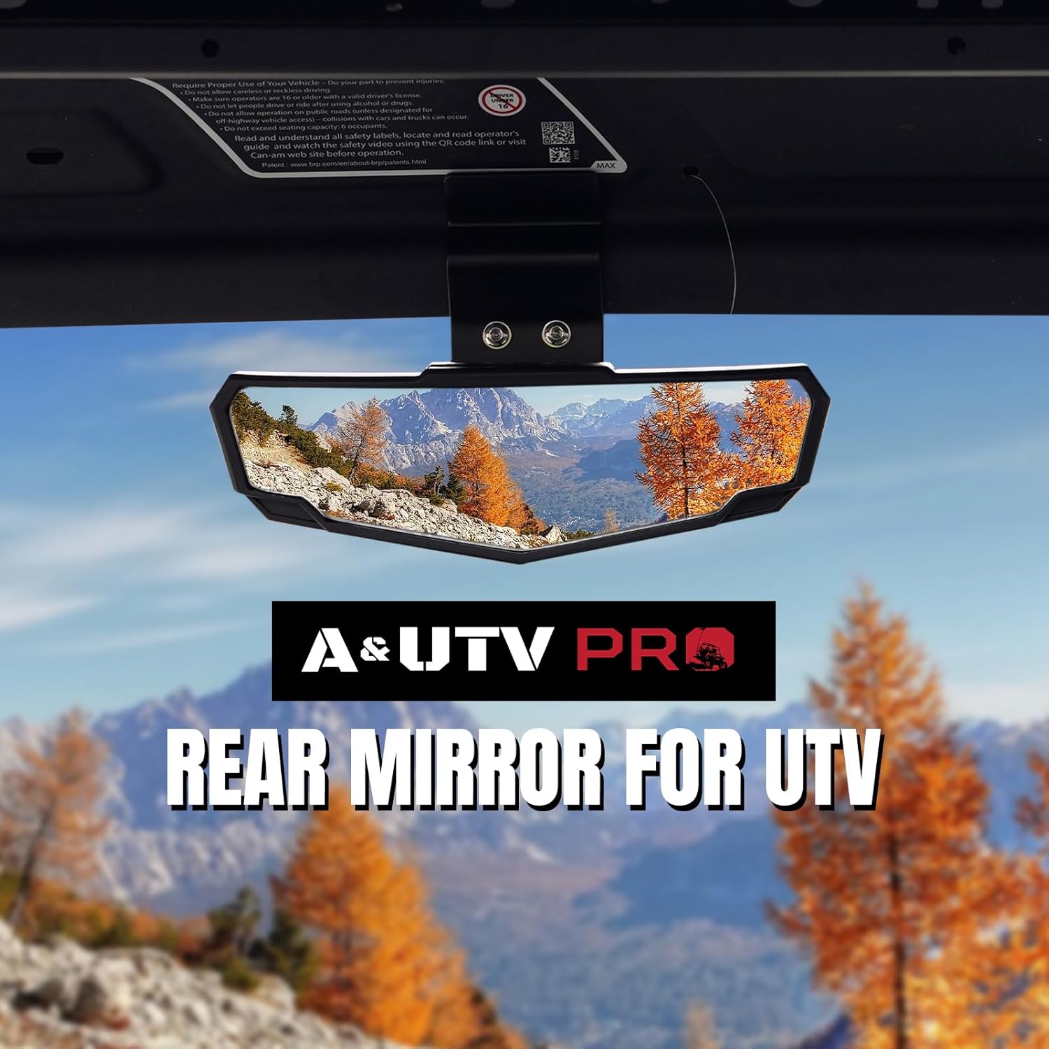 A & UTV PRO Center Rear View Mirror for 2015-2025 Can Am Defender, Rearview Mirror for 2015-2025 Polaris Ranger 1000 570 900 Accessories, 2017-2025 Can Am Defender Accessories, 1PC
