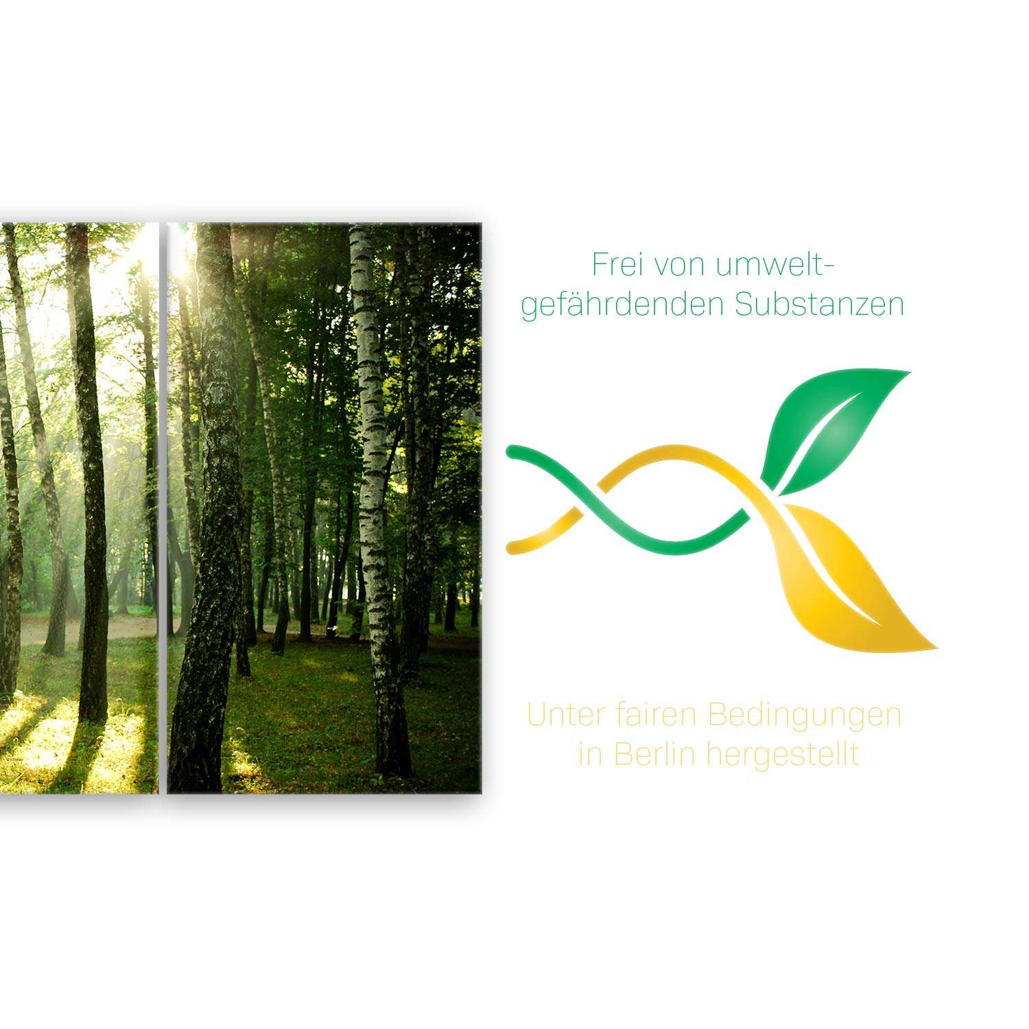 ge Bildet Bild auf Leinwand | Wald - natur blumen Wald Sonnenschein grün I in 165x100 cm mehrteilig als Wandbild XXL | Wand-deko Dekoration Wohnung modern Bilder | 2213