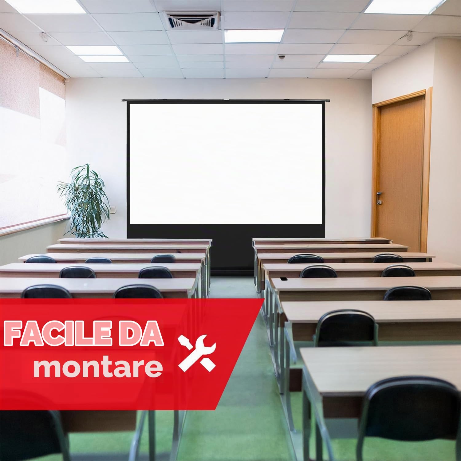 Maclean Schermo di proiezione,da pavimento, Indipendente, Schermo di proiezione portatile, Tipo di superficie: Bianco opaco (Dimensioni schermo: 80'' / proporzioni: 16:10) MC-212