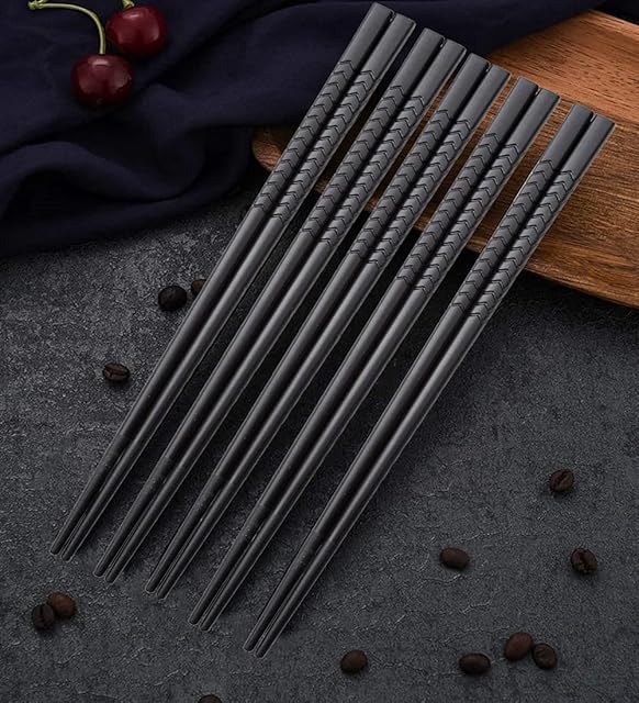 Fiberglass Chopsticks Set Reusable Dishwasher-Safe Chopsticks Textured Tip Alloy Chopstick for Home Restaurant Housewarming (Fiberglass)