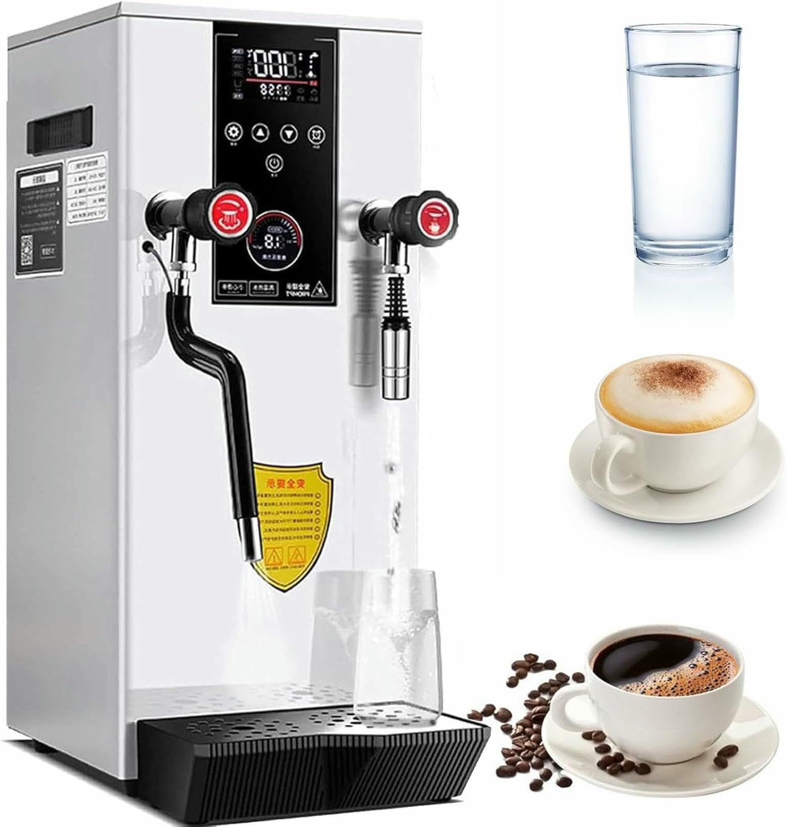Freno di Latte A Vapore Commerciale - Produttore di Schiuma Elettrica A 3,2 Galli Automatici con 2 Bacchette E Temperatura Regolabile per caffè, Latte, Latte