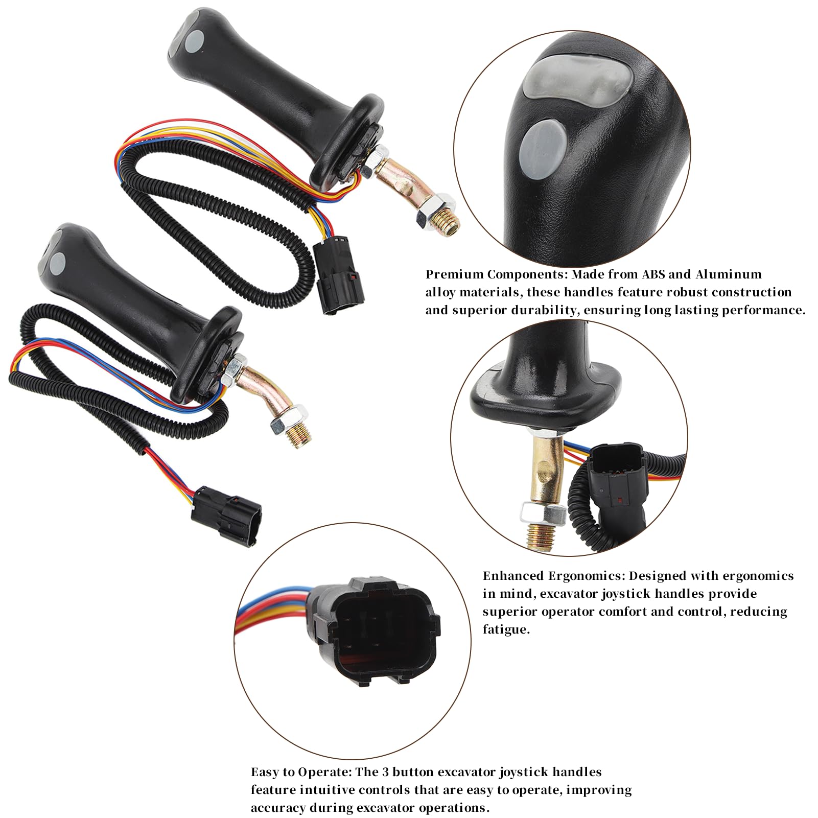 Maniglia per Joystick per Mini Escavatore, Maniglie per Joystick per Escavatore a 3 Pulsanti, 2 Pezzi, in Lega di Alluminio a 6 Pin per Doosan DH DX150 215 225 300 370‑9C