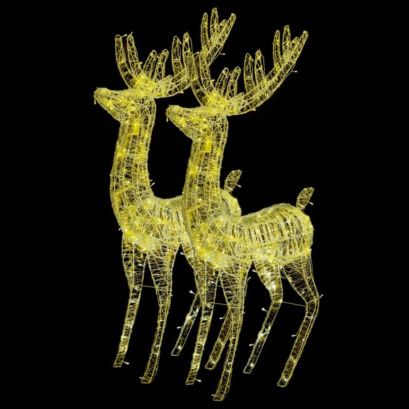 ARKEM Renne di Natale XXL in Acrilico 250 LED 2 pz 180cm Bianco Caldo,Slitta e Renne Luminose con LED a Pile per Interni ed Esterni