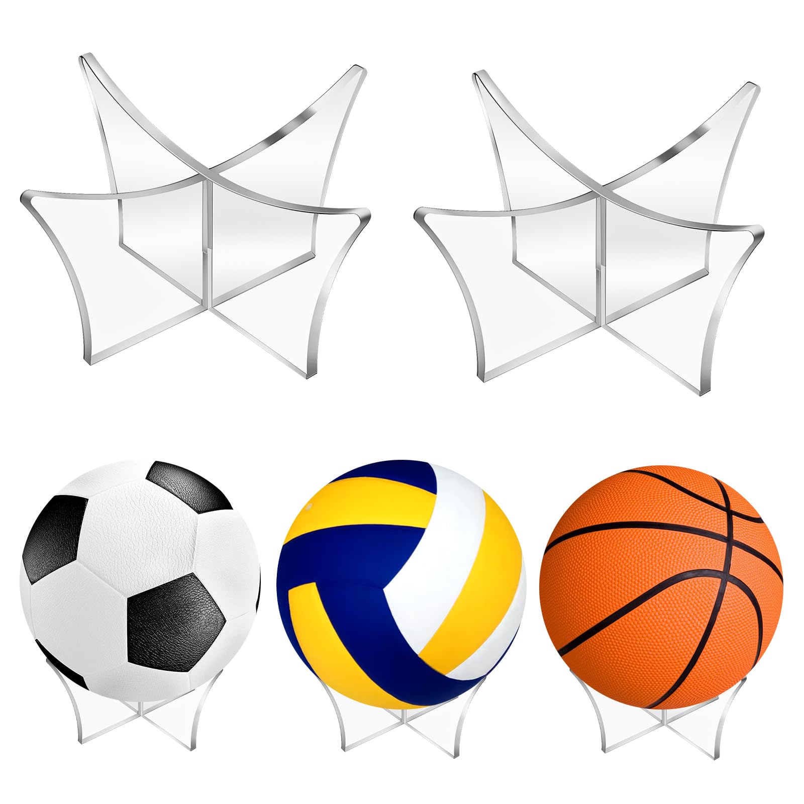 Porta Pallone Calcio Acrilico Espositore Supporto Piede Base per Pallacanestro Basket Rugby Pallavolo