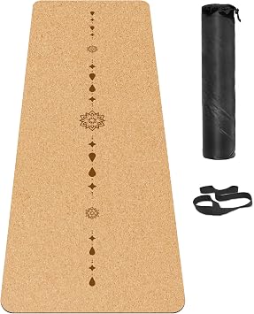 Cork Yoga Mat, with Cork Material as The Front and TPE as The Bottom of The Non-Slip Fitness Mat, Suitable for All Types of Yoga and Fitness Activities.